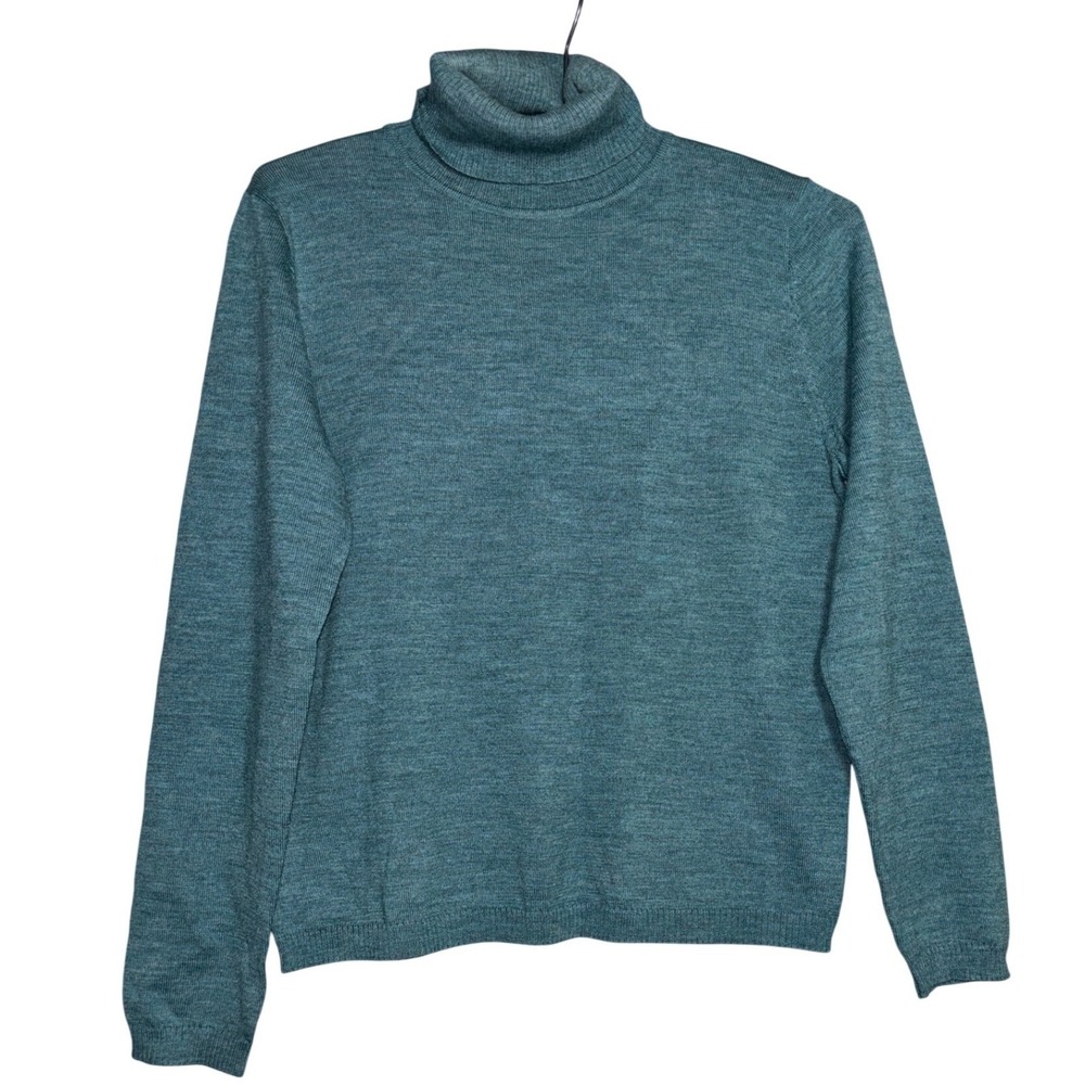 Pendleton Womens Petite Small Teal Blue 100% Merino Wool Turtleneck Sweater‎